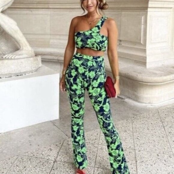 ZARA JACQUARD FLORAL PRINT PANTS & TOP MATCHING SET - Picture 2 of 7